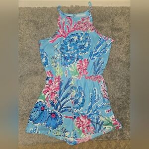 Boutique Multi-colored Sleeveless Pocketed Romper Size Large.